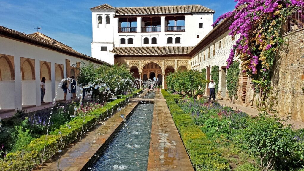 View of the Palaces of the Alhambra in Granada, Spain